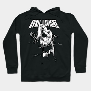 arvil lavigne rock black and whiite Hoodie